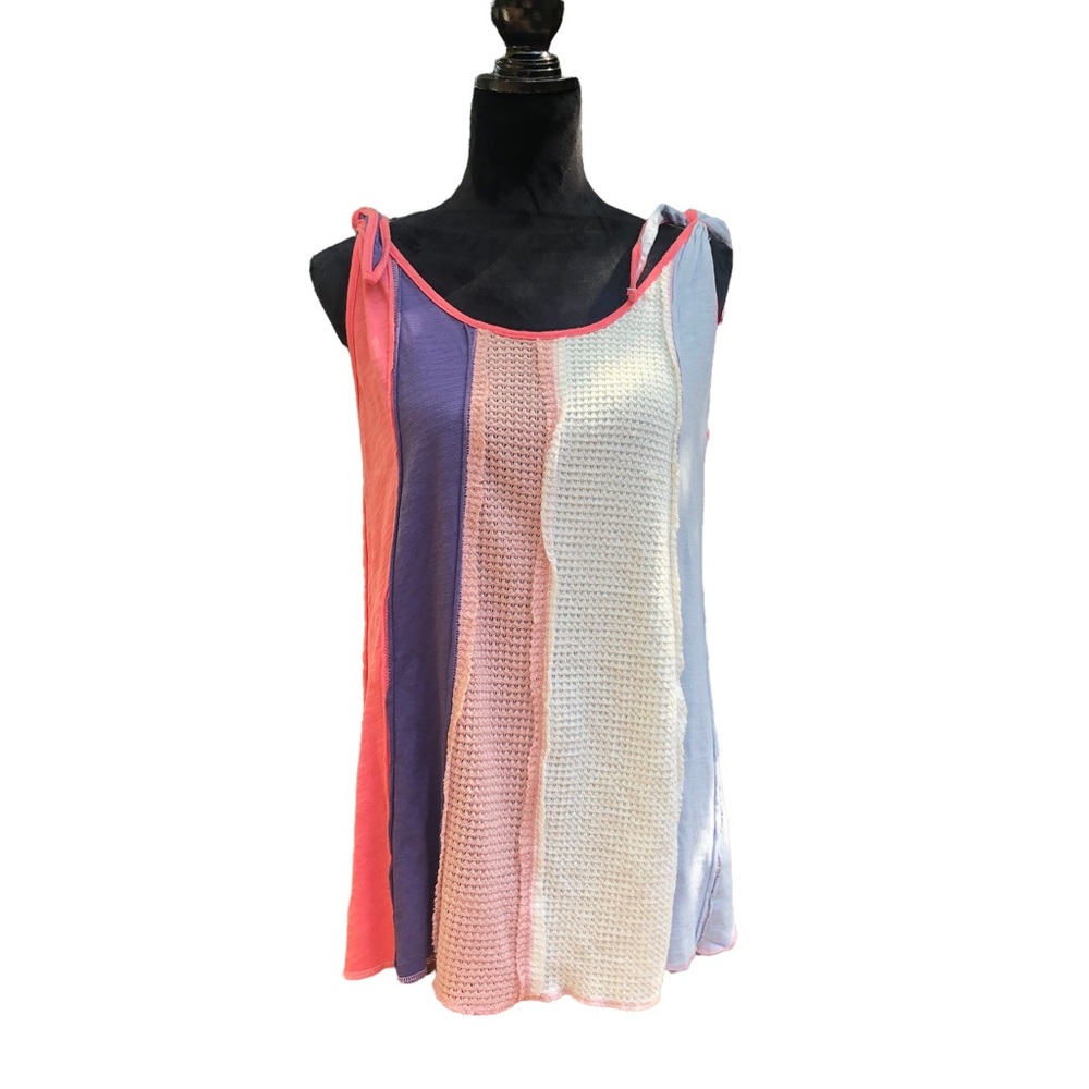 L Love Inside Out Vertical Stripe Colorblock Tank Top size M - Picture 8 of 8